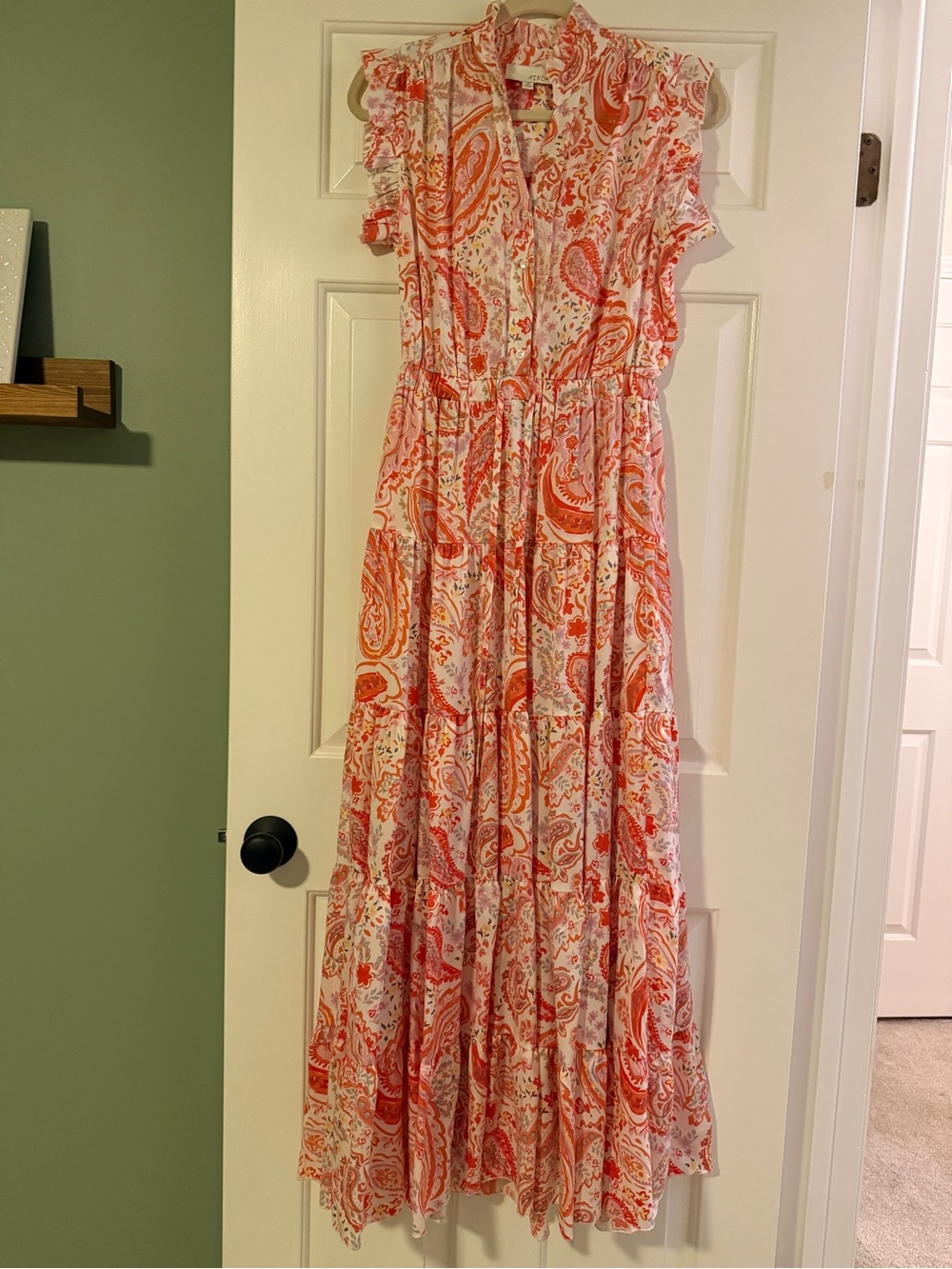 Pinch Coral & White Paisley Tiered Maxi Dress